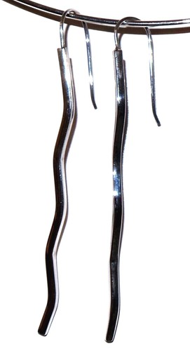 4.80g SOLID 2.99/" LONG 925 Sterling Silver Wavy Sticks Bar Lines Big Earrings