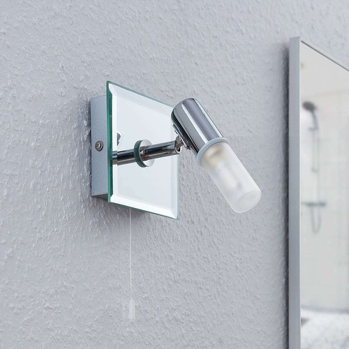 Wandleuchte Zela Badezimmer Wandlampe Lindby Chrom Weiß Metall Glas IP44