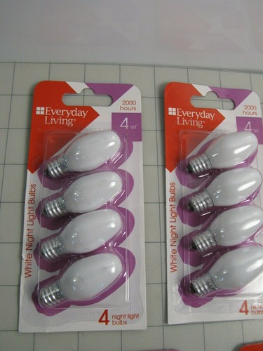 20-bulbs Everyday Living Incandescent White Night Light Bulbs 2000hrs 4W NEW