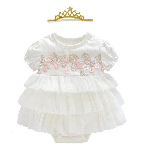 Baby infant girls princess bodysuit+headband+socks+shoes baby dress shower gift