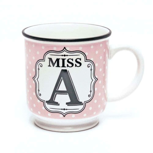 Personalised Alphabet Mug Miss /'A/' Birthday Gift Tea Coffee Stoneware Mug