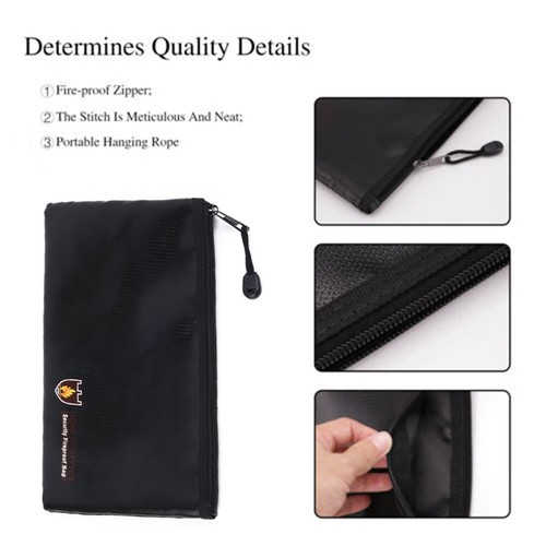 Fireproof Fire Resistant Document Bag Envelope Pouch For Passport Money File CA