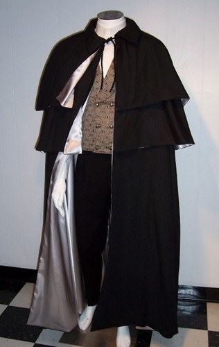 Formal Cloak Men/'s Black Victorian Floor Length Cape M to XXL 2 Capelets Lined
