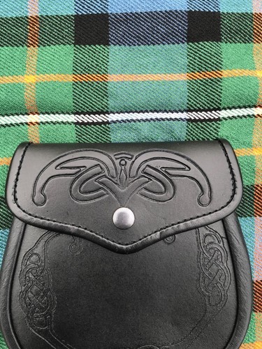 New Scottish Kilt Leather Embossed Sporran Celtic Kilt Sporran Semi Dress