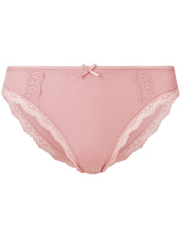 M /& S Taille 14 Coton Riche Haute Jambe Knickers Culottes Slips Rose Rose