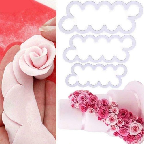 3Pcs Fondant Mold Sugar Mold Cake Printing Cookie Pink 3D Cut Tools X9B7