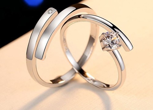One Love 925 Sterling Silver Adjustable Engagement Ring Couple Womens Love Gifts