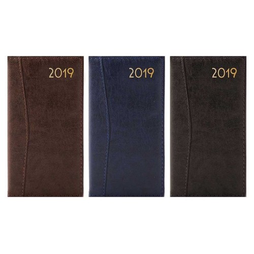 2019 Slim Day to Page Diary Deluxe Flexi Cover Embossed /& Stiched Diary