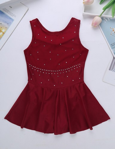Eiskunstlauf Kleid Kinder Ärmellos Glitzer Rollschuhkleid Eiskunstlaufbekleidung