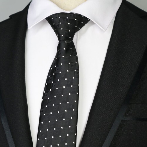 new 7CM man tie Polyester Silk Black Check Wedding Party Ties Men Necktie Woven