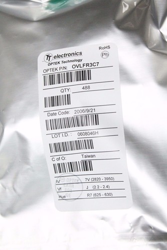 100 OPTEK TECH OVLFR3C7 RED 623nM 7400mcd 5MM Water Clear LED New Quantity