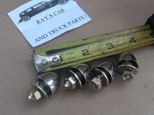 4 CHROME METAL BULLET STYLE LICENSE PLATES FASTENERS