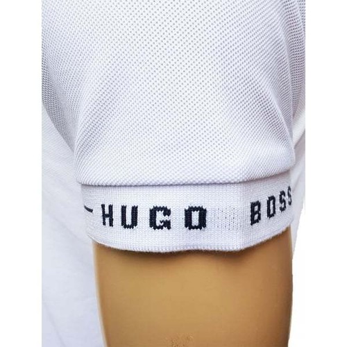 Hugo Boss Polo Men Short Sleeve White Model Paule 50311033 Cotton Blend Slim Fit