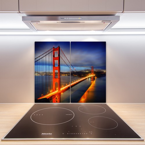 Herd-Abdeckplatte Glas Ceranfeld-Abdeckung Deko Golden Gate Brücke 2x30x52 cm