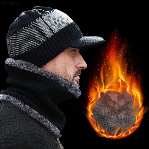 087A Hat Wool Scarf Caps Warmer Cap Comfortable Men/'S Beanie Hat Knitted Hat