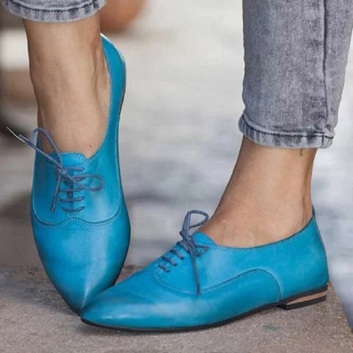 Women Lace Up Casual Shoes WingTip Brogues Oxfords Dress Formal Stitched Flats