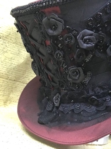 tamaño 57,58,59cm SDL Steampunk Marrón Sombrero Negro Joyas Trenzado plumas