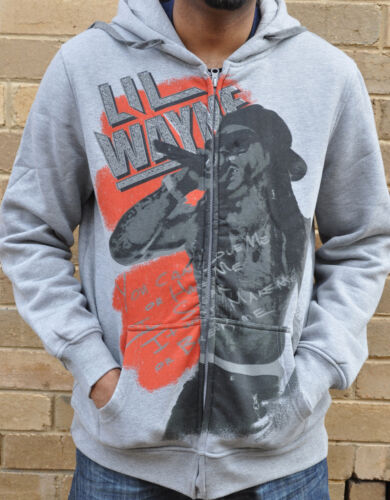 NWT Lil Wayne Young Money YMCMB Hip Hop Urban Zip Up Hoodie in Grey