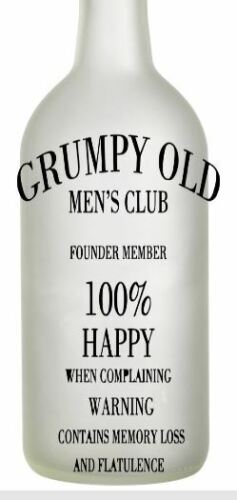 Wine bottle vinyl decal sticker DIY Grumpy old mens club