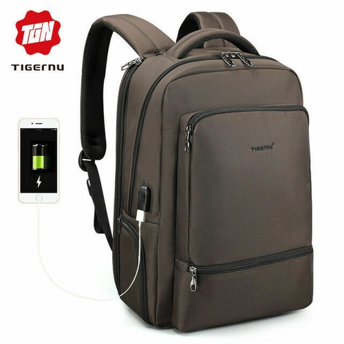 Water Repellent Nylon Anti theft Laptop Backpack USB Recharging Travel Schoolbag
