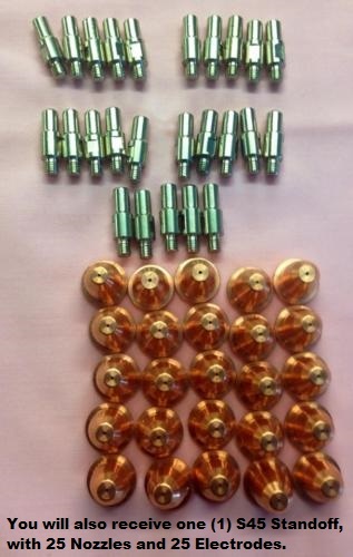 Trafimet Compatible 50-Pc S45 Plasma Cutting Tips//Electrodes//StandOff