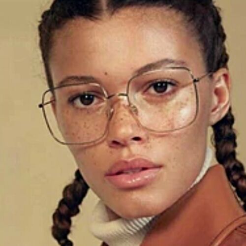 Damen Große Übergröße Metallrahmen Klarglas Brille Retro 80s Mode