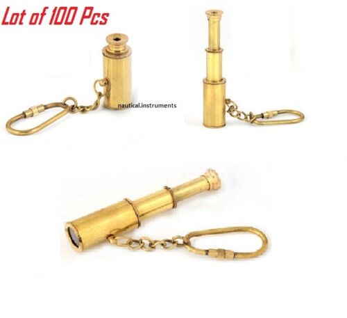 Lot of 100 Pcs 3 inch Brass Telescope Nautical Pendant Key chains