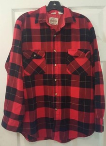 Vintage-Saugatuck-Medium-Soft-Plaid-Shirt-Red-No-Wool-100-Acrylic