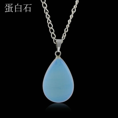 New Natural Quartz Stone Crystal Chakra Point Healing Waterdrop Pendant Necklace