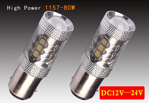 2x 80W 6000K 1157 BAY15D 1158 Super White LED Car Tail Brake Light Bulbs 6000K