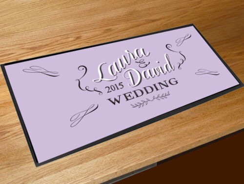 Personalised Wedding chalkboard style bar runner home bar counter mat LILAC