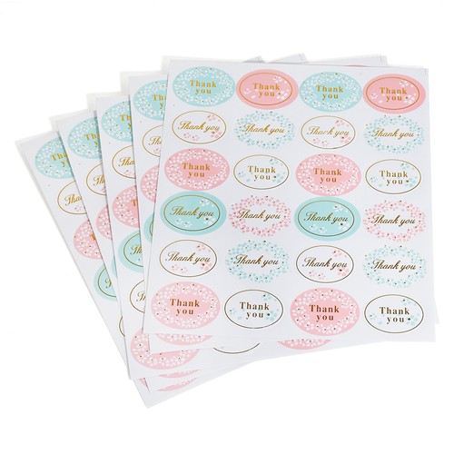 120Pcs//5 sheets /"Thank You/" cute Oval Adhesive Seal Sticker Label Envelope Decor