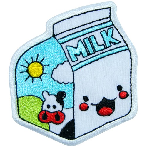 Milk Box Cow Farm Cute Kids Children School Drink Morning Sun Iron-On Patch F017