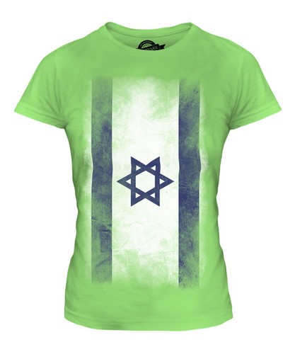 ISRAEL FADED FLAG LADIES T-SHIRT TEE TOP YISRAEL ISRAELI ISRA/'IL SHIRT FOOTBALL