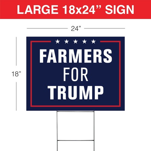 Farmers for Donald Trump 2020 Yard Sign Double Side 24x18/" With Metal H Stakes