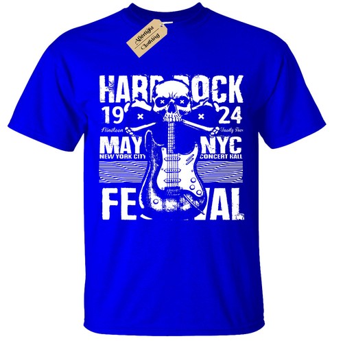 Kids Boys Girls Hard Rock Festival T-Shirt childrens biker music guitar skull r