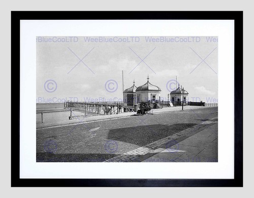 REDCAR PIER VINTAGE HISTORY OLD BW BLACK FRAME FRAMED ART PRINT PICTURE B12X707