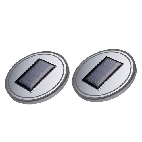 2PCS Car Solar Cup Holder Bottom Pad LED Light Cover Trim Atmosphere Lamp Lights