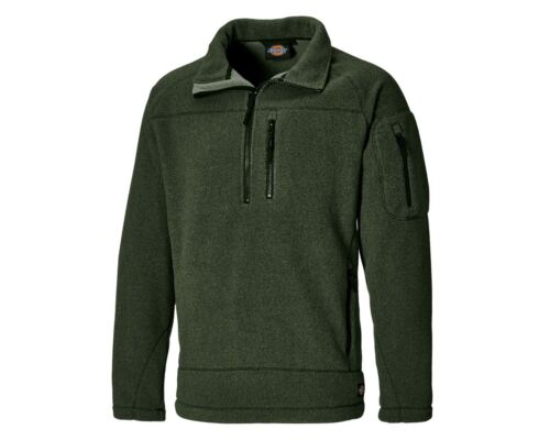 Dickies Brookton Half Zip Fleece Jumper Green JW7012 Warm Winter Sizes S-2XL