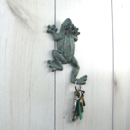 Cast Iron Gecko Frog Door Key Hook Hall Wall Coat Hanger Hat Rack Keyring Holder