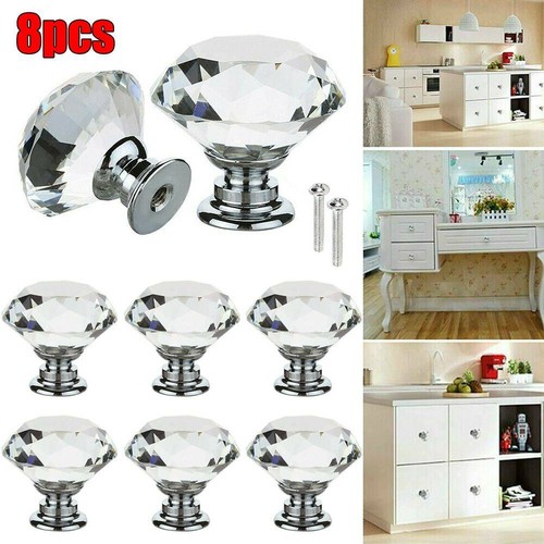 Diamond Crystal Door Knobs Drawer Cupboard Furniture Pull Handle Cabinet Knob US
