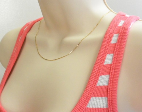 14K Solid Real Yellow Gold 0.8mm Box Link Chain Necklace 16/" Women /& Children