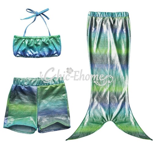 Girls Mermaid Tail Swimmable with Bikini Set to Match 6 Colours NEW