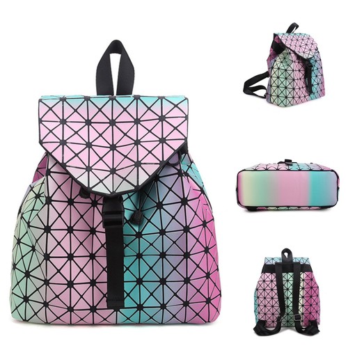 New Colorful Fashion Femmes Géométrique Treillis Paillettes Sac à dos à dos Sac Cartable