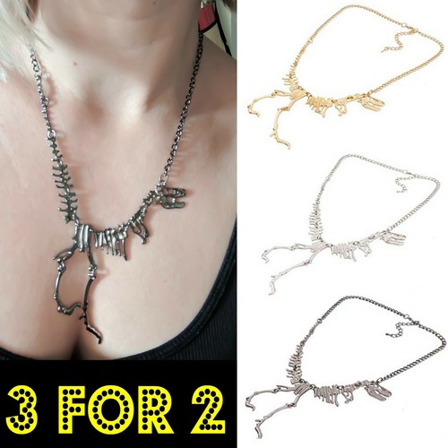 Black Walking Dinosaurs Natural Reptile Bone Necklace History Pendant Chain Real