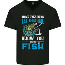 T-Shirt En Coton V-Cou Pour Femmes Pêcheuses Amusantes