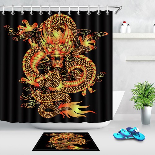 Dragon chinois tissu imperméable rideau de douche Liner Set salle de bain accessoires