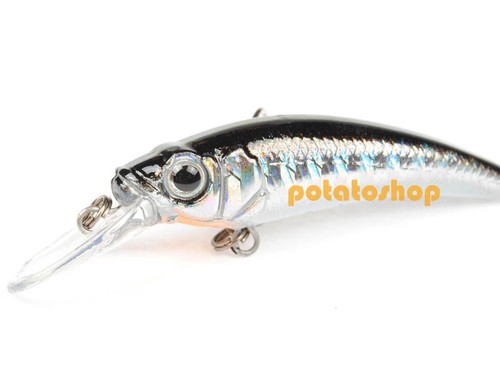 3g Hard Crankbait Lure Minnow Carp Fishing Slow Sinking 45mm with 2 Tackle Hooks