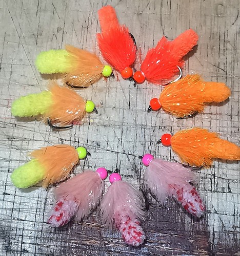 10x Assorted Wotsit Mop Fly size 10 Mitten BARBLESS
