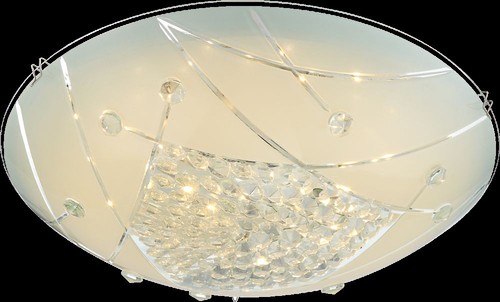 Elegante LED Deckenleuchte chrom Glas opal mit Dekor Kristalle klar 12W Globo